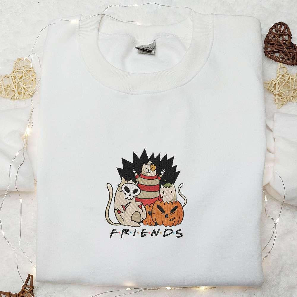 Cat Friends Halloween Embroiderd Shirt Funny Halloween Embroidered Shirt Unique Gifts for Family