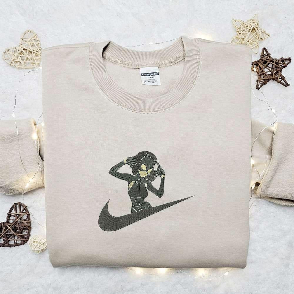 Catwoman x Nike Swoosh Embroidered Shirt Superhero Movie Embroidered Hoodie Best Gift Ideas