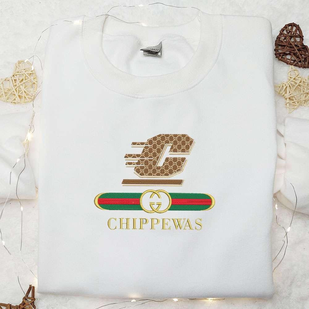 Central Michigan Chippewas x Gucci Embroidered Shirt NCAA Sports Embroidered Hoodie Best Gift Idea