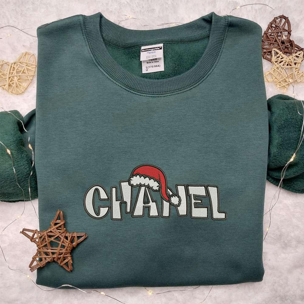 Chanel Christmas Hat Cake Embroidered Shirt Christmas Embroidered Hoodie Best Gifts For Family