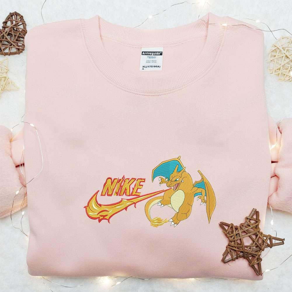 Charizard Fire x Nike Embroidered Shirt Pokemon Anime Embroidered Hoodie Best Gift Idea