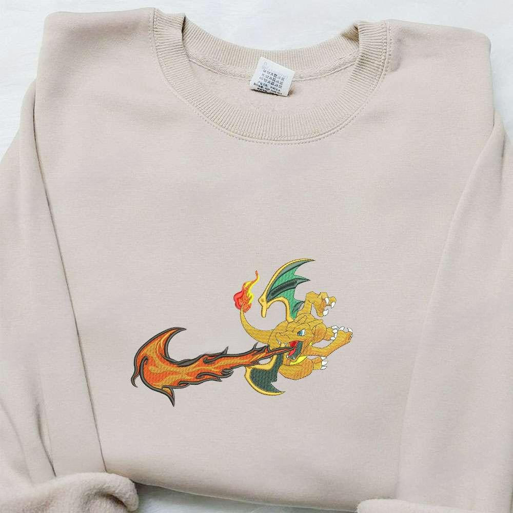 Charizard Pokemon Anime Embroidered Shirt 1 1 , Anime Embroidered T-shirt Sweatshirt Hoodie, Inspired Anime Movie, Best Gift for Anime Fans
