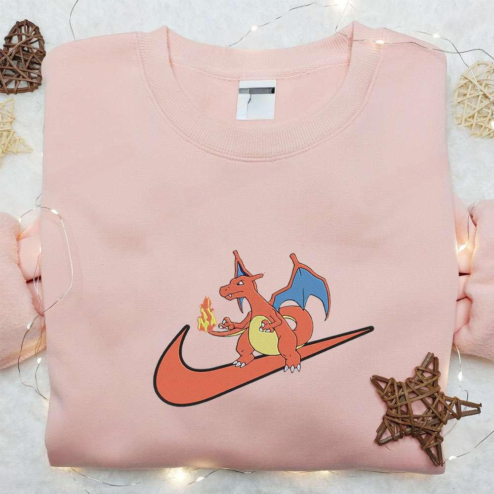 Charizard X Swoosh Anime , Anime Embroidered T-shirt Sweatshirt Hoodie, Inspired Anime Movie, Best Gift for Anime Fans