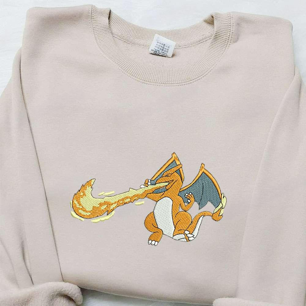 Charizard X Swoosh Anime Embroidered Hoodie Cool Anime Clothing Best Gift Ideas For Family 1 , Anime Embroidered T-shirt Sweatshirt Hoodie, Inspired Anime Movie, Best Gift for Anime Fans