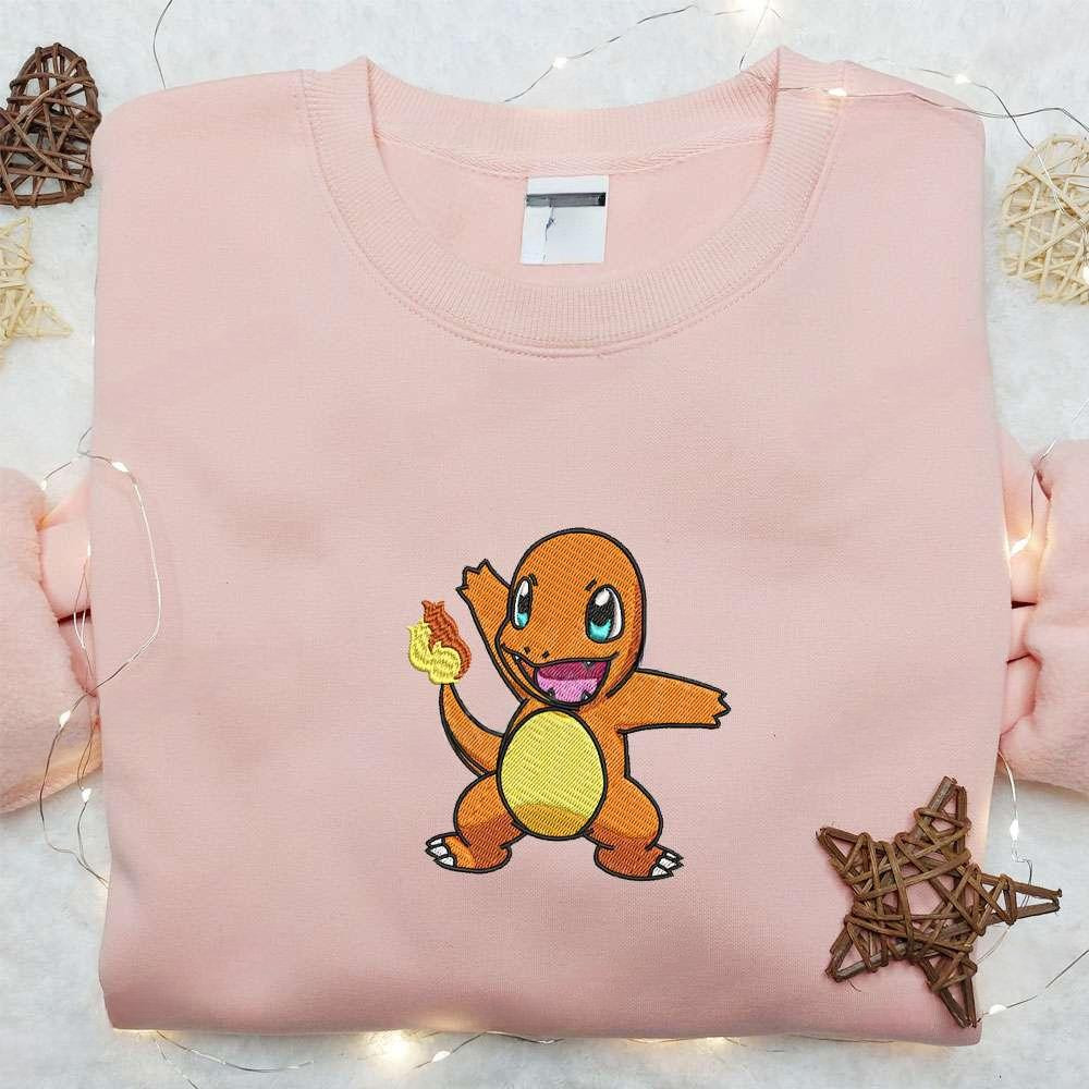 Charmander Pokemon Anime Embroidered Shirt 1 1 , Anime Embroidered T-shirt Sweatshirt Hoodie, Inspired Anime Movie, Best Gift for Anime Fans
