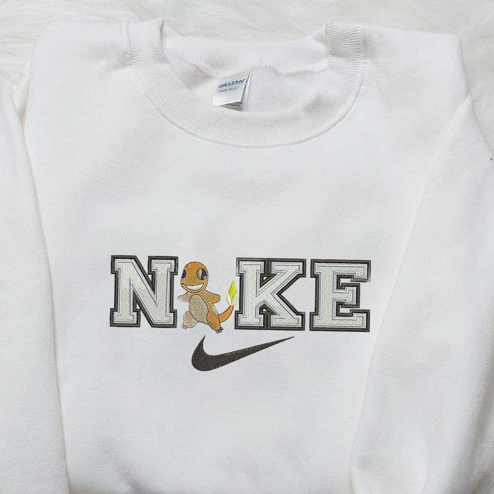 Charmander x Nike Swoosh Embroidered Shirt Pokemon Embroidered Shirt Custom Nike Embroidered Shirt