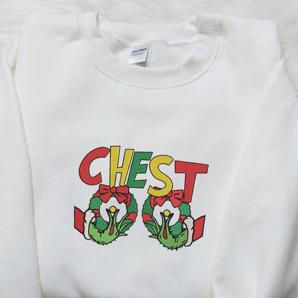 Chest Grinch Hands On Breasts Embroidered Shirt Christmas Embroidered Hoodie Best Gifts For Family