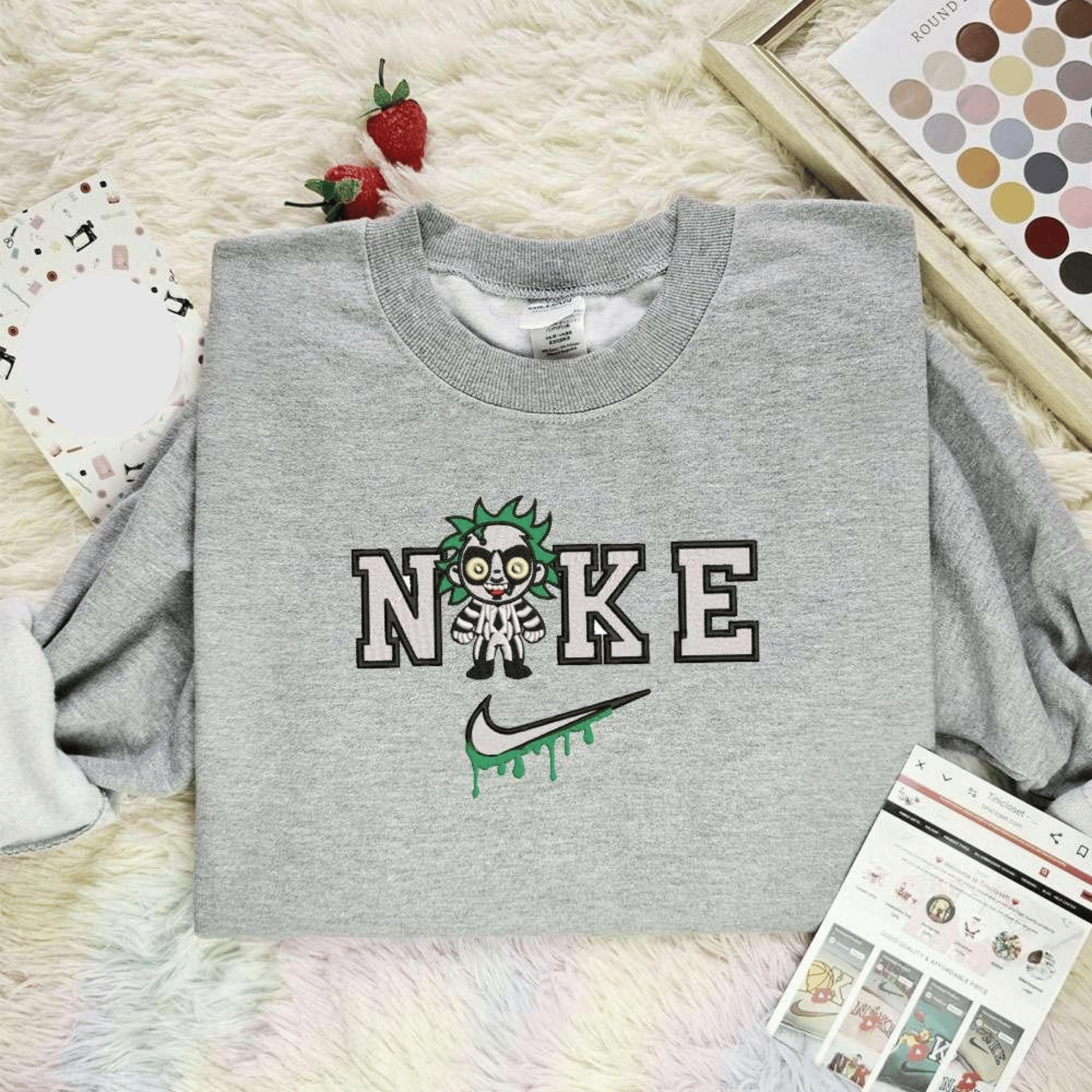 Chibi Beetlejuice x Nike Embroidered Shirt Halloween Embroidered Hoodie