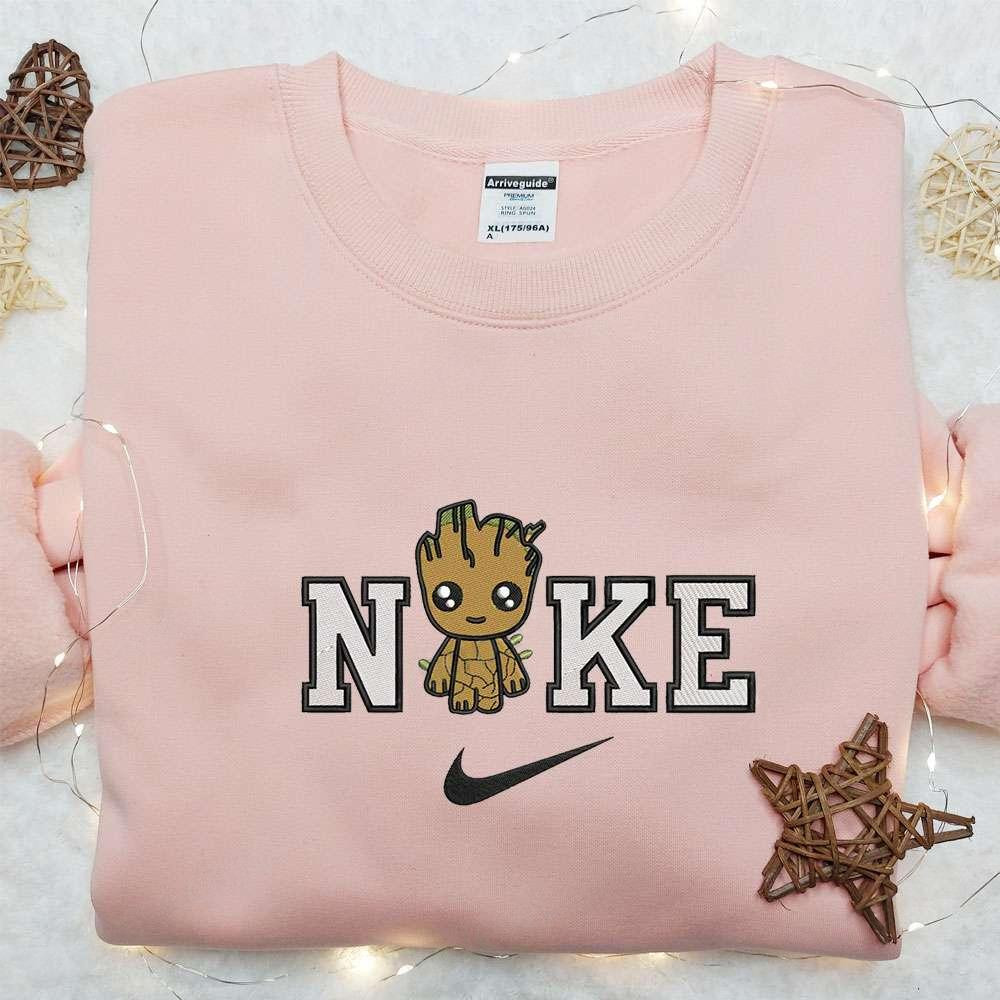 Chibi Groot x Nike Embroidered Shirt Marvel Characters Embroidered Hoodie Best Gifts For Family
