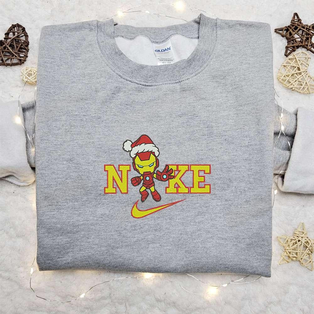 Chibi Iron Man x Nike Embroidered Shirt Marvel Superhero Embroidered Hoodie Movie Embroidered Shirt