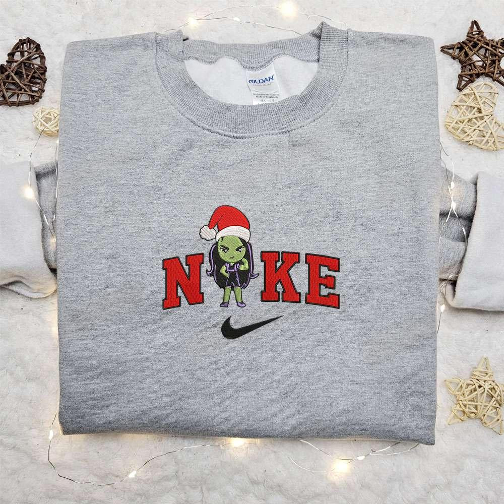 Chibi Jennifer Walters x Nike Christmas Embroidered Sweatshirt Marvel Characters Movie Merry Christmas Embroidered Shirt Best Christmas Day Gift Ideas