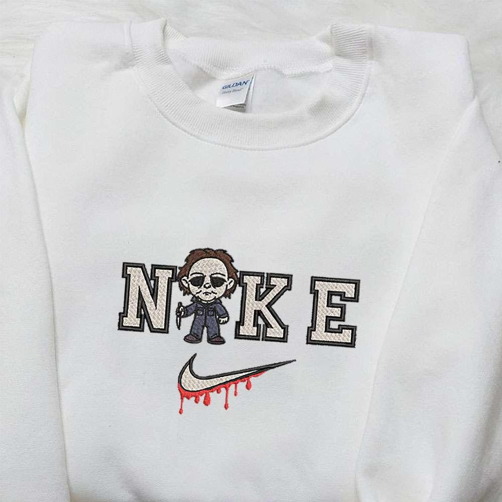 Chibi Michael Myers x Nike Embroidered Tshirt Nike Inspired Embroidered Shirt Best Halloween Gift Ideas