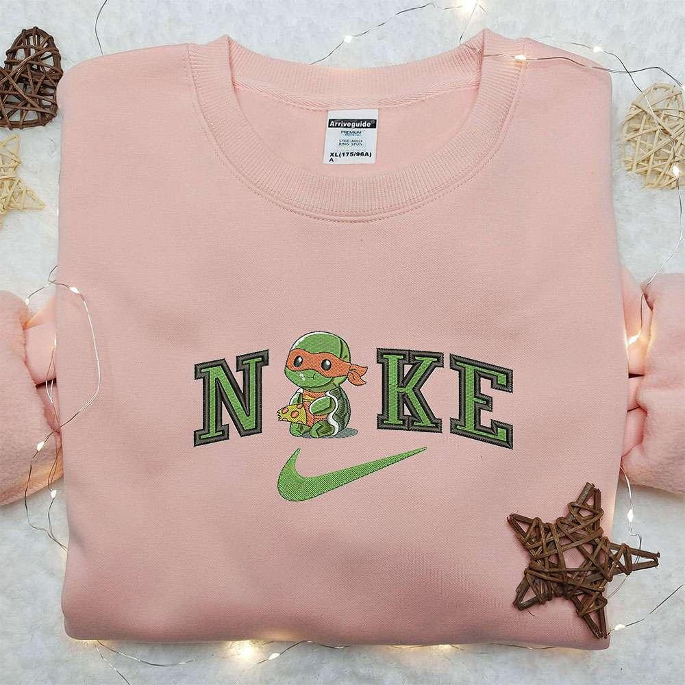 Chibi Ninja Turtles x Nike Embroidered Hoodie Teenage Mutant Ninja Turtles Embroidered Shirt Nike Inspired Embroidered Shirt