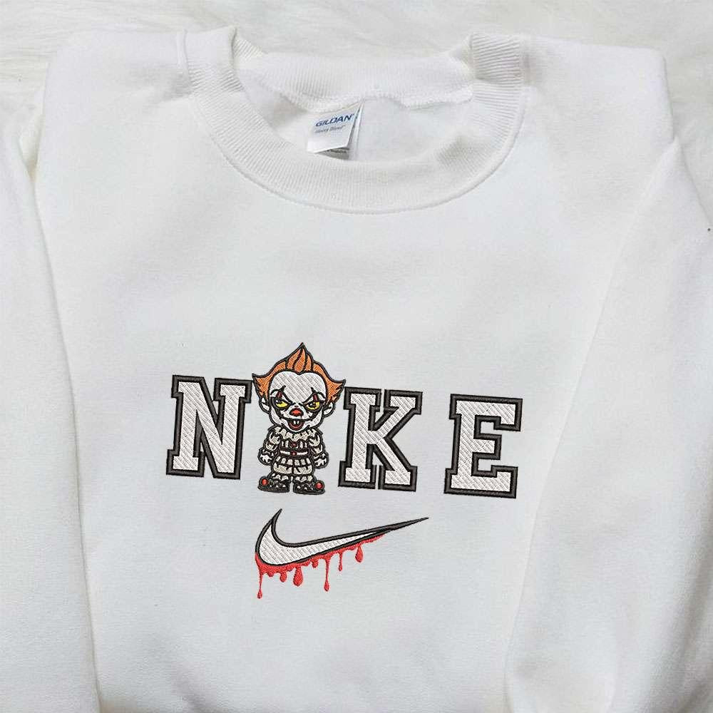 Chibi Pennywise x Nike Embroidered Hoodie Nike Inspired Embroidered Shirt Best Halloween Gift Ideas