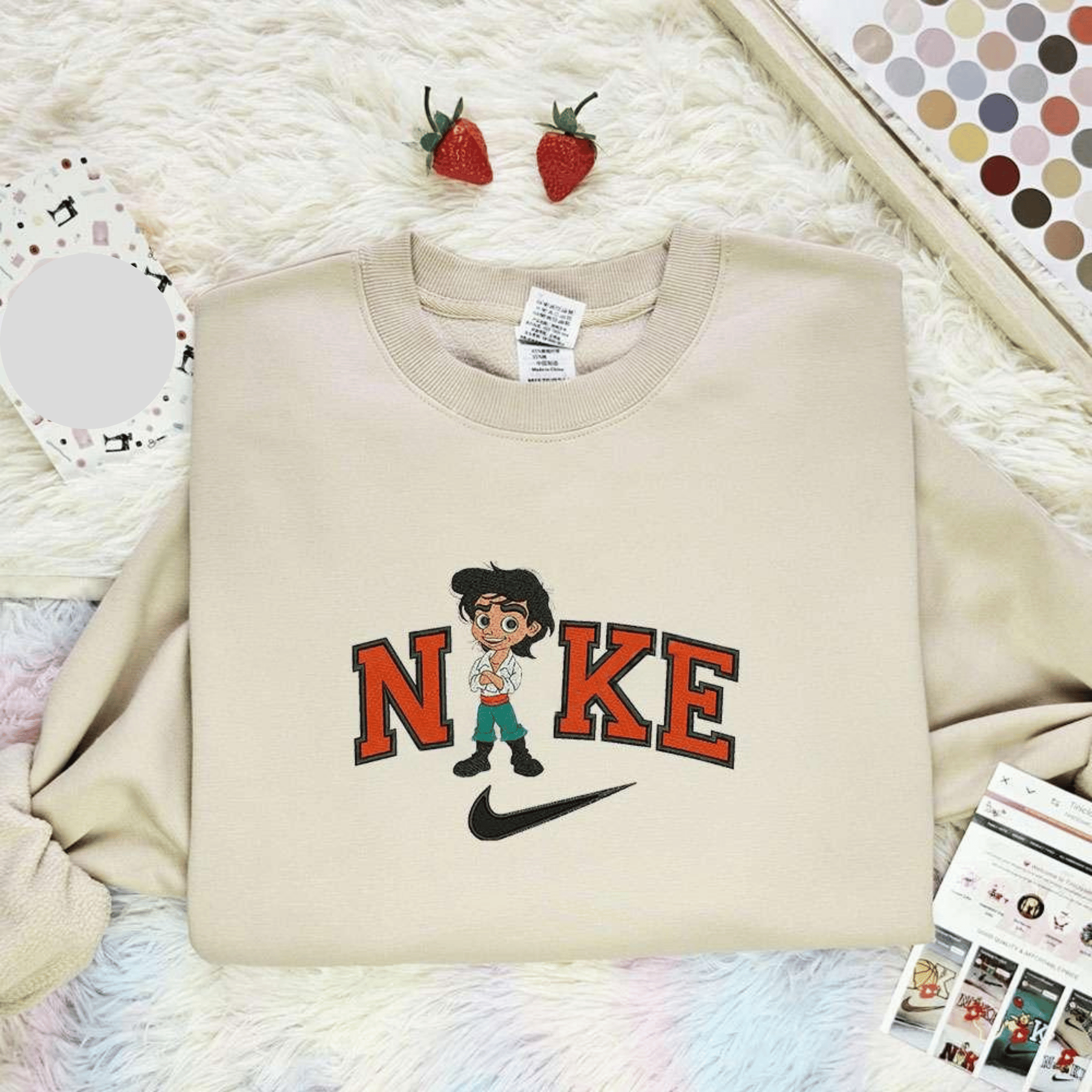 Chibi Prince Eric Embroidered Shirt Disney Characters Embroidered Hoodie