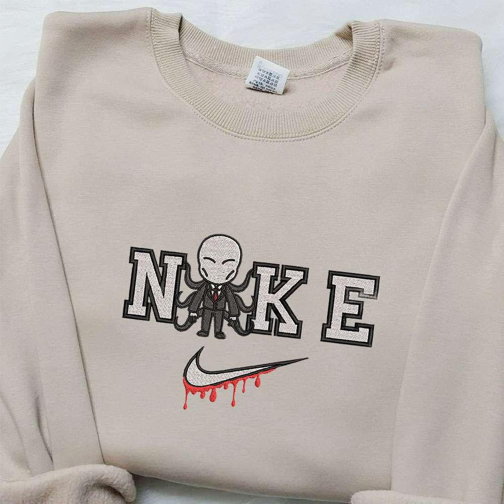 Chibi Slenderman x Nike Embroidered Hoodie Nike Inspired Embroidered Shirt Best Halloween Gift Ideas
