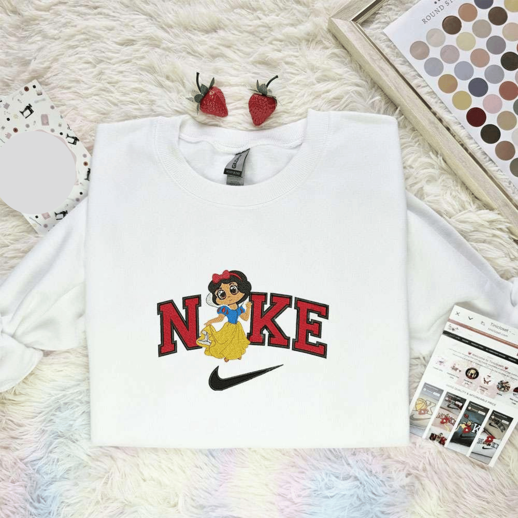 Chibi Snow White Disney Princess Embroidered Shirt Disney Characters Embroidered Hoodie