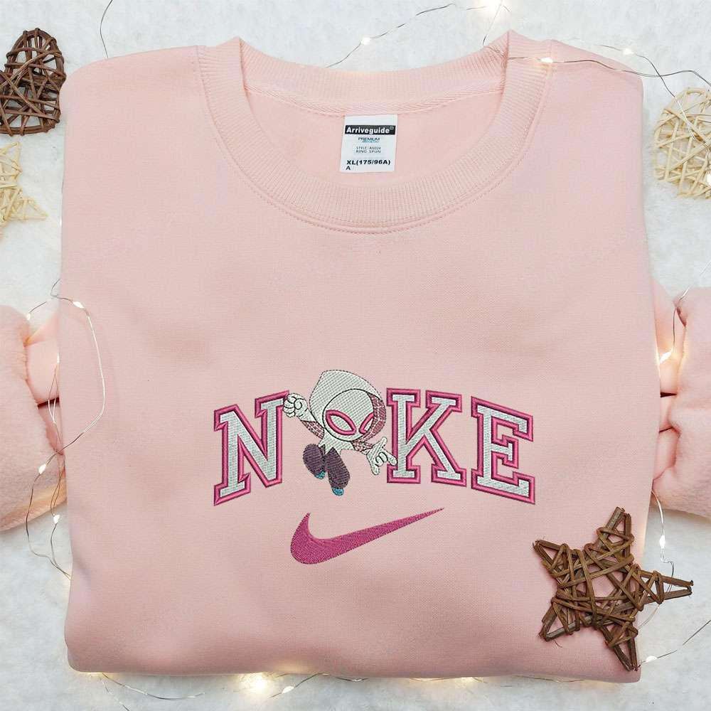 Chibi Spider Gwen x Nike Embroidered Shirt Marvel Movies Embroidered Hoodie Nike Inspired Embroidered Sweatshirt