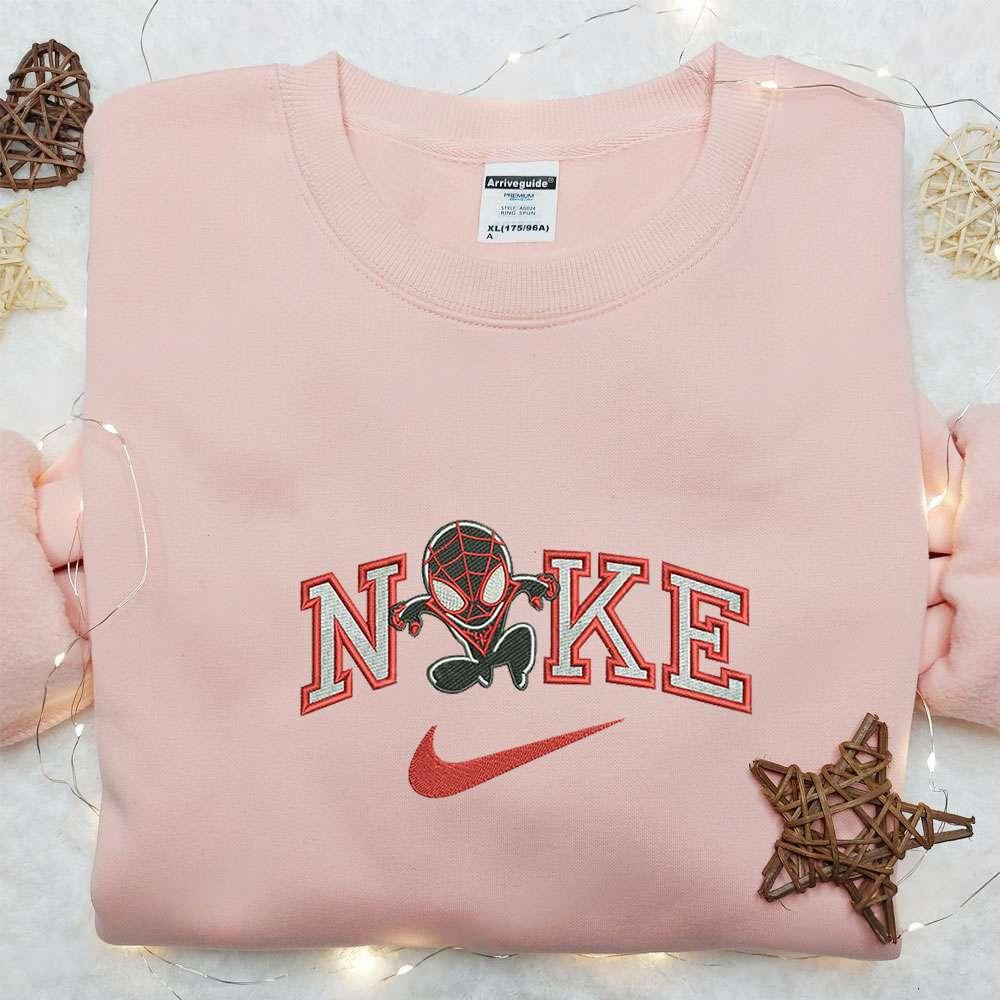 Chibi Spider Man Dark Suit x Nike Embroidered Shirt Marvel Movies Embroidered Hoodie Nike Inspired Embroidered Sweatshirt