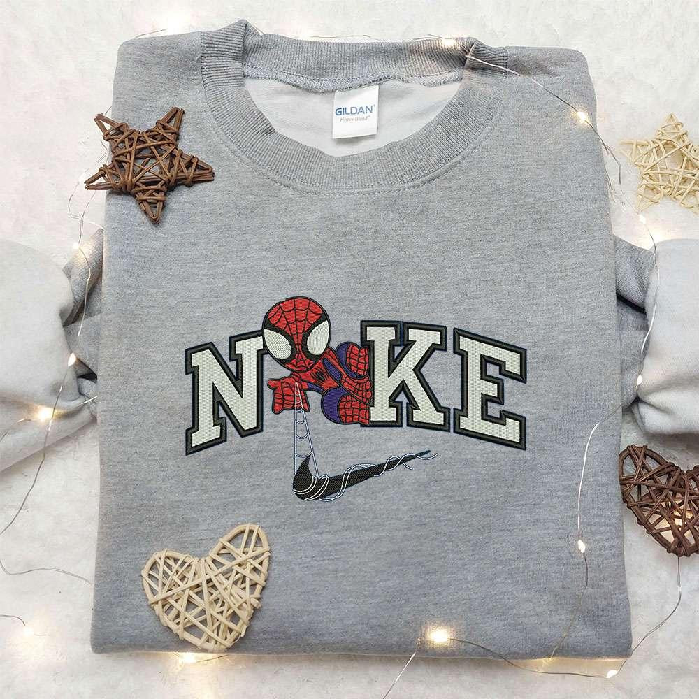 Chibi Spider Man x Nike Embroidered Sweatshirt Nike Inspired Embroidered Shirt Best Gifts for Family