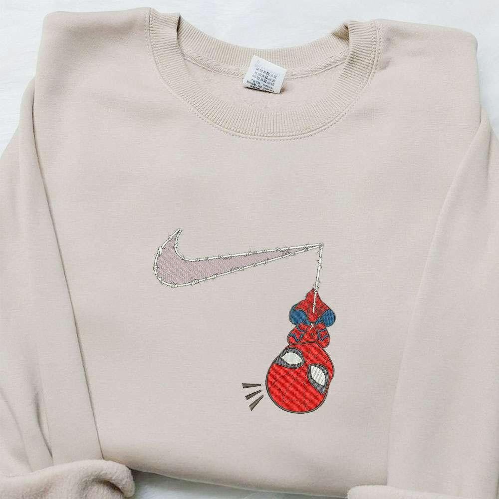 Chibi Spider Man x Swoosh Movie Embroidered Hoodie Marver Cinematic Universe Best Gift Ideas for Family