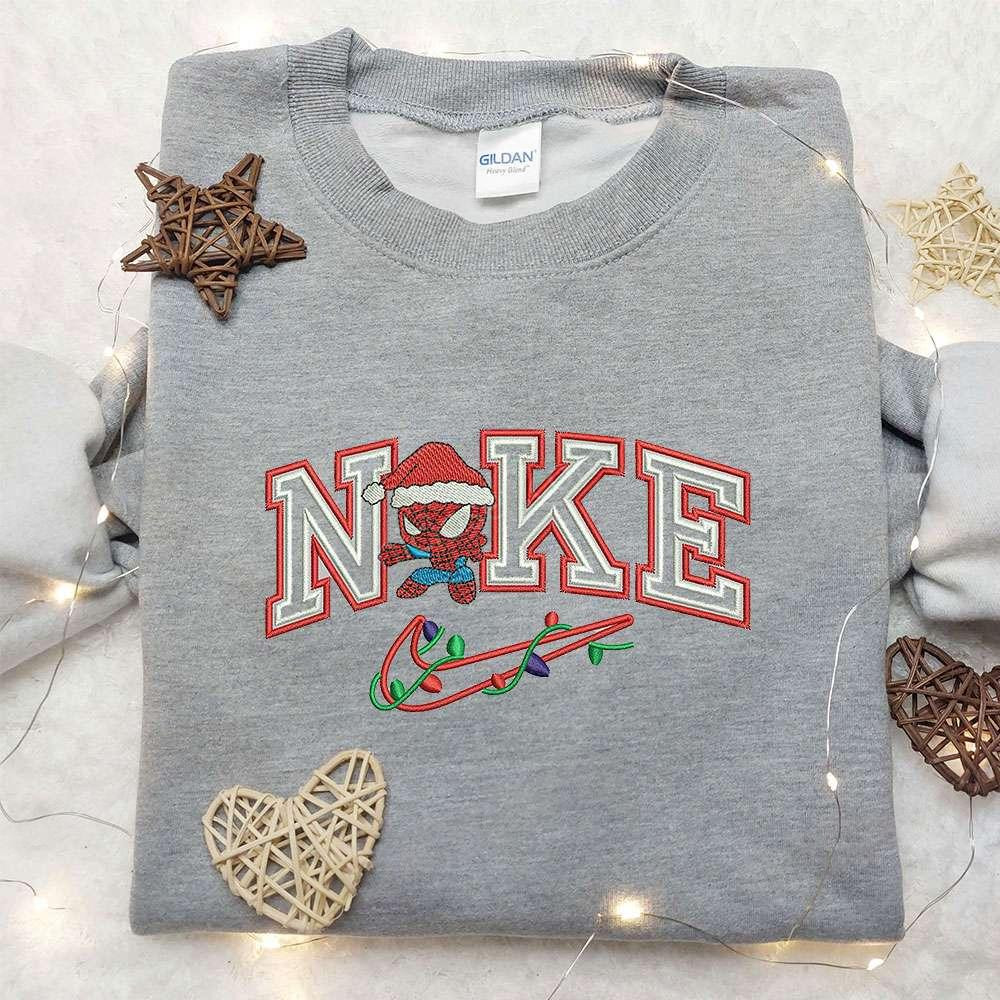 Chibi Spider Man Xmas x Nike Embroidered Sweatshirt Nike Inspired Embroidered Shirt Best Christmas Gift Ideas