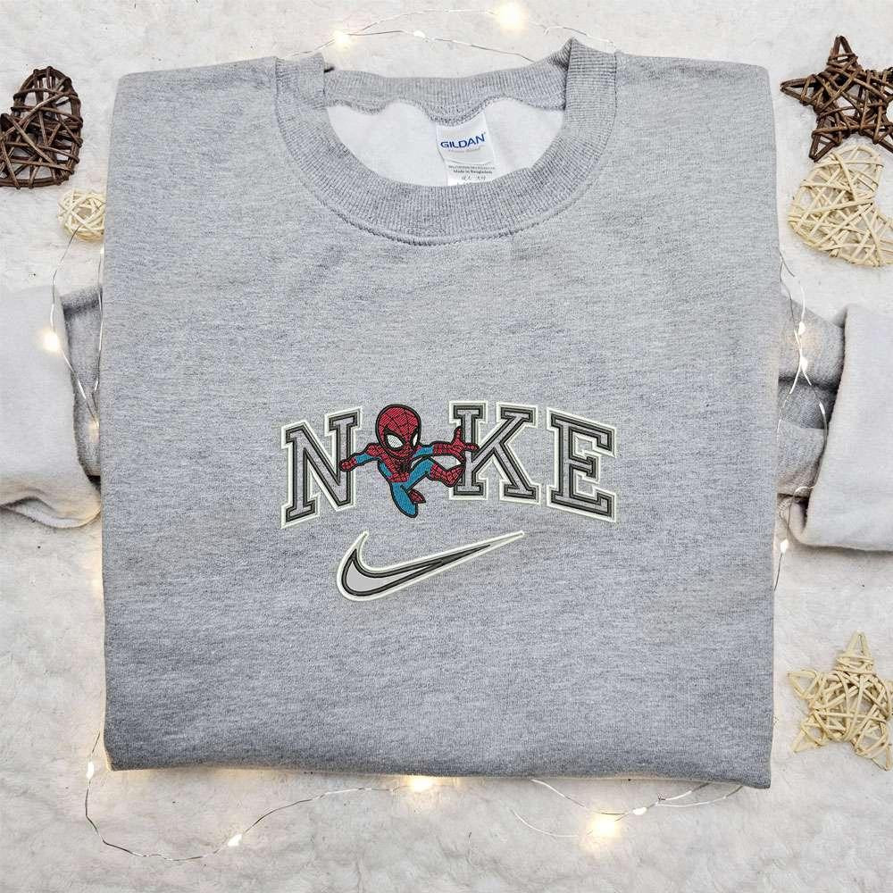 Chibi Spiderman x Nike Embroidered Shirt Marvel Superhero Movie Embroidered Hoodie Best Gift Idea
