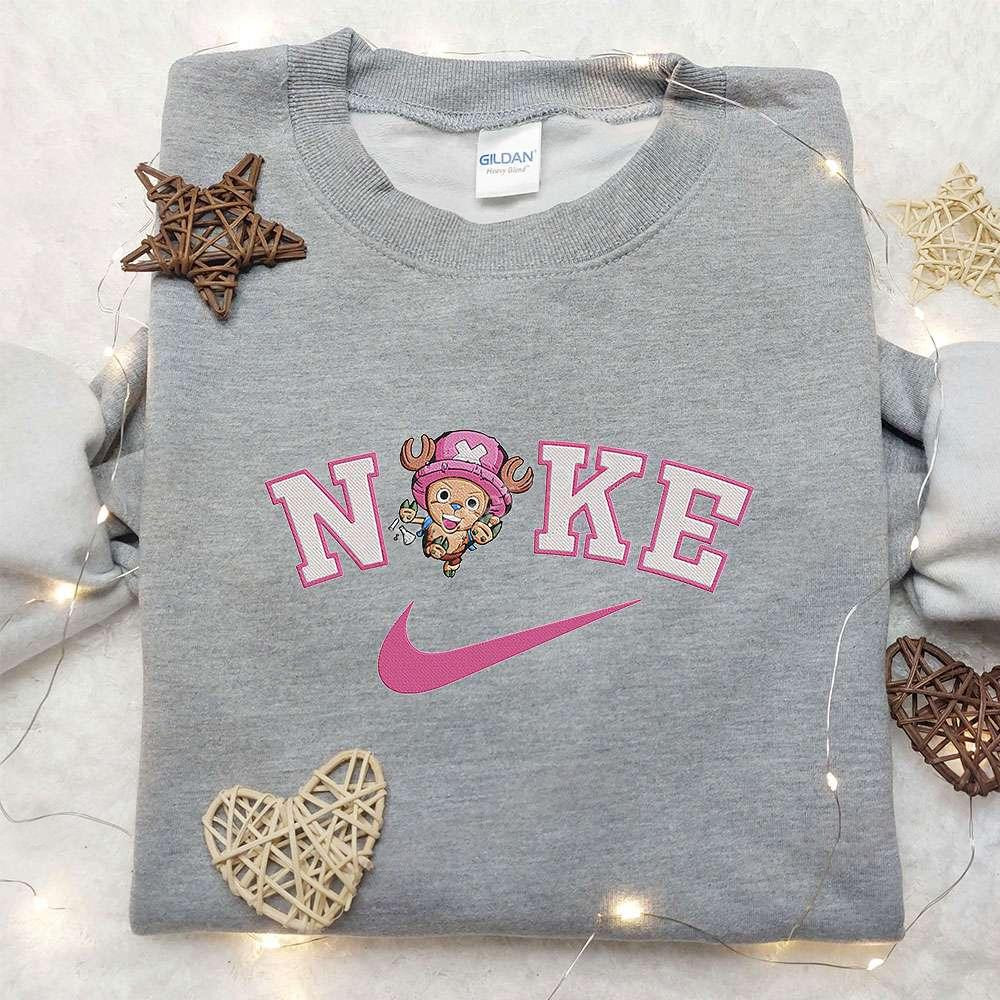 Chibi Tony Tony Chopper x Nike Anime Embroidered Hoodie One Piece Embroidered Shirt Nike Inspired Embroidered Shirt
