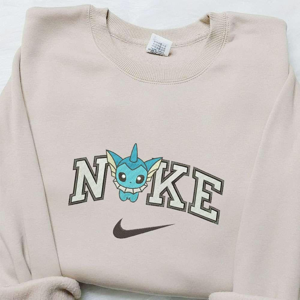 Chibi Vaporeon x Nike Anime Embroidered Hoodie Pokemon Embroidered Hoodie Best Birthday Gift Id 3