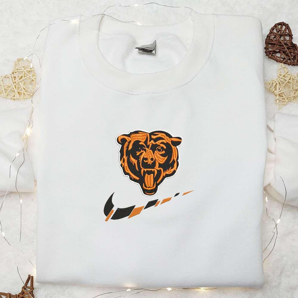 Chicago Bears x Nike Swoosh Embroidered Shirt NFL Sports Embroidered Hoodie Best Gift Idea 1