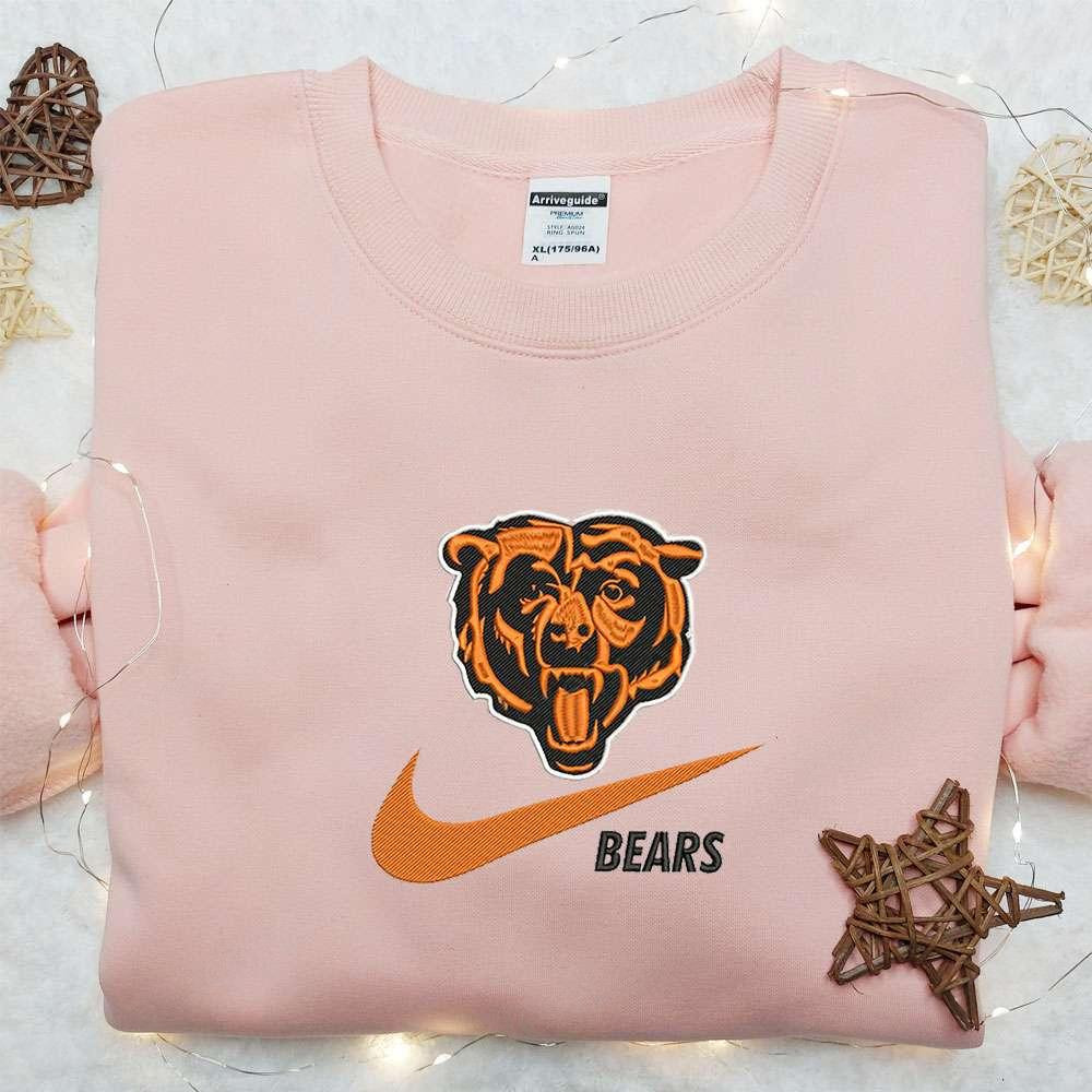 Chicago Bears x Nike Swoosh Embroidered Shirt NFL Sports Embroidered Hoodie Best Gift Idea