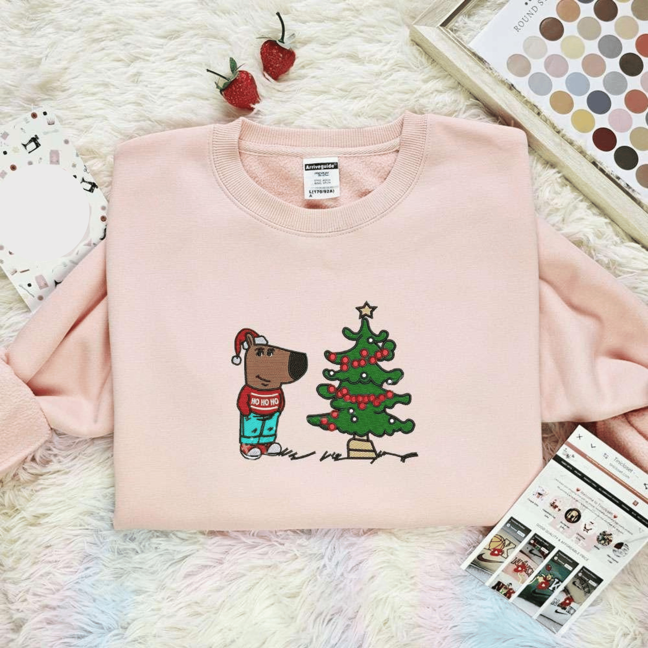 Chill Guy Christmas Tree Embroidered Shirt, Best Christmas Gift Ideas For Family