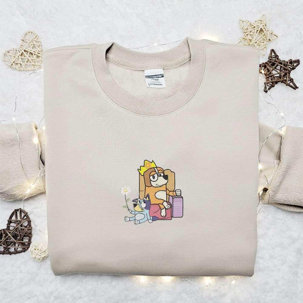 Chilli And Bluey Embroidered Shirt Cartoon Embroidered Hoodie Best Mothers Day Gift