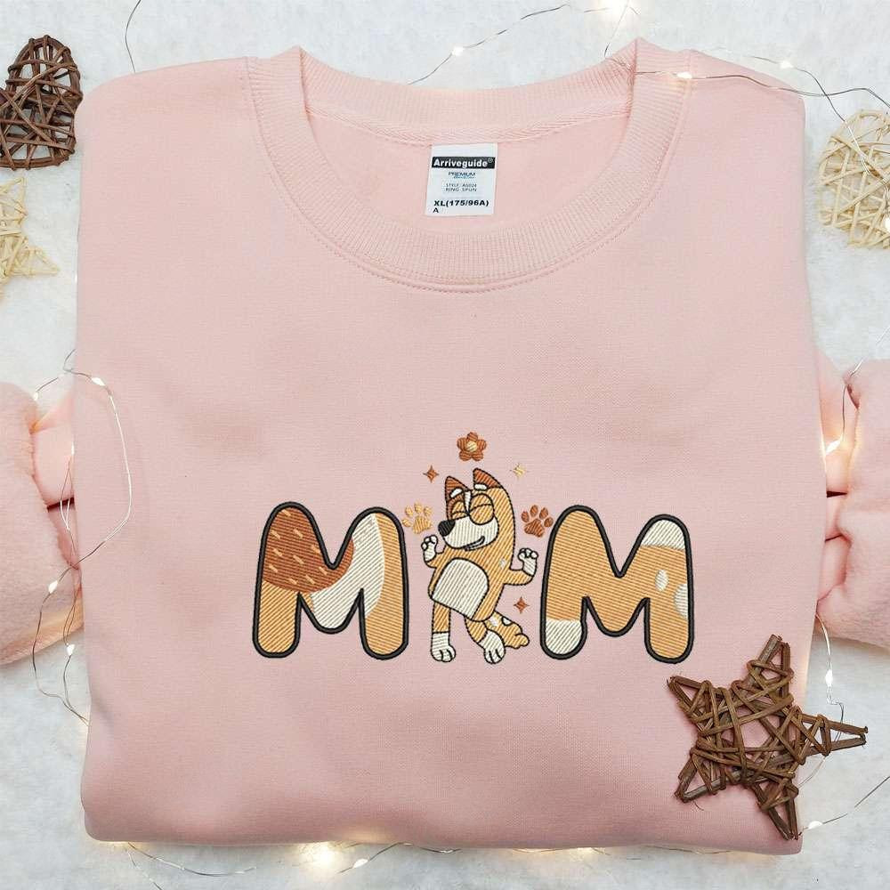 Chilli Heeler Mom Embroidered Shirt Bluey Cartoon Embroidered Hoodie Best Mothers Day Gift Idea