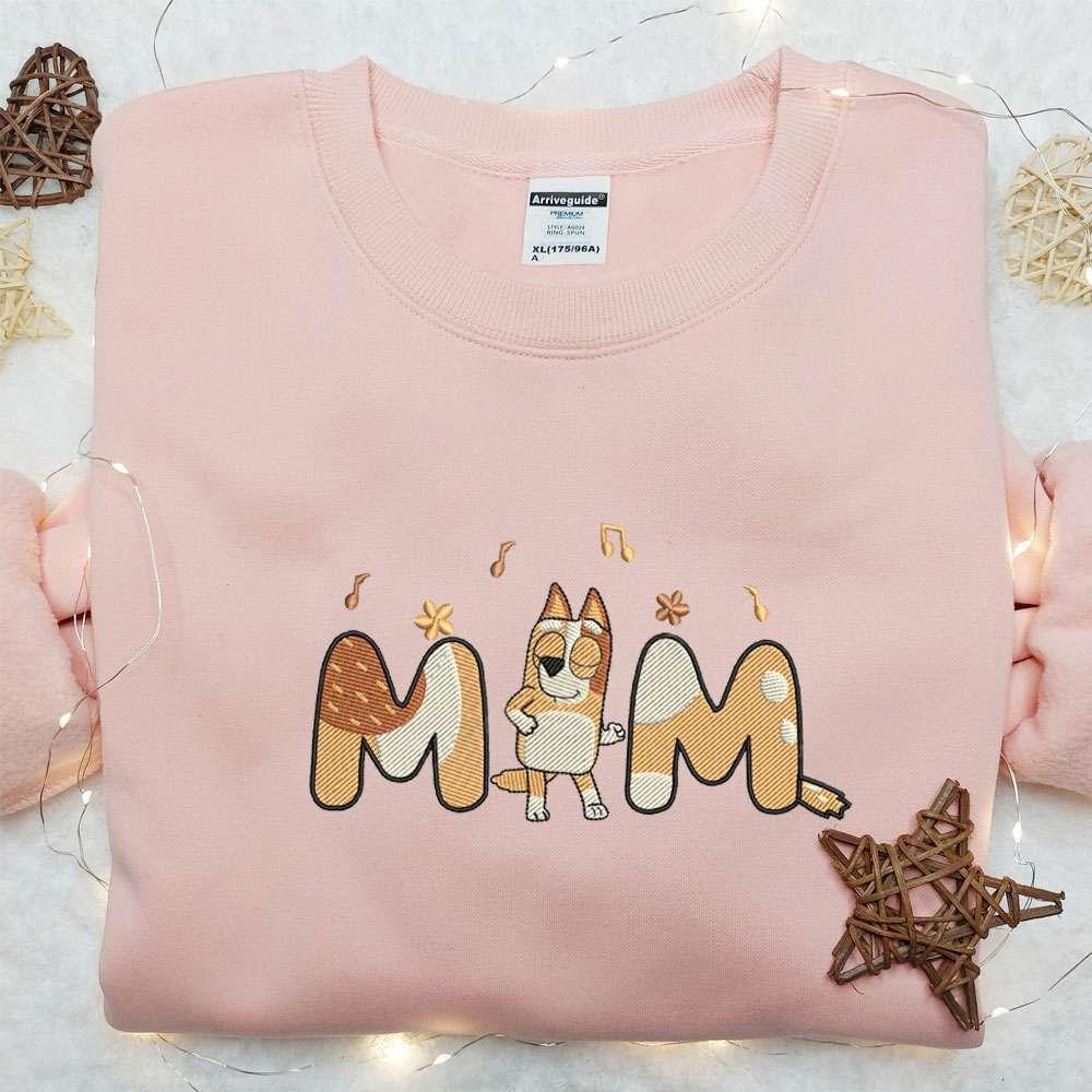 Chilli Heeler Mom Vibing Embroidered Shirt Bluey Cartoon Embroidered Hoodie Best Mothers Day Gift