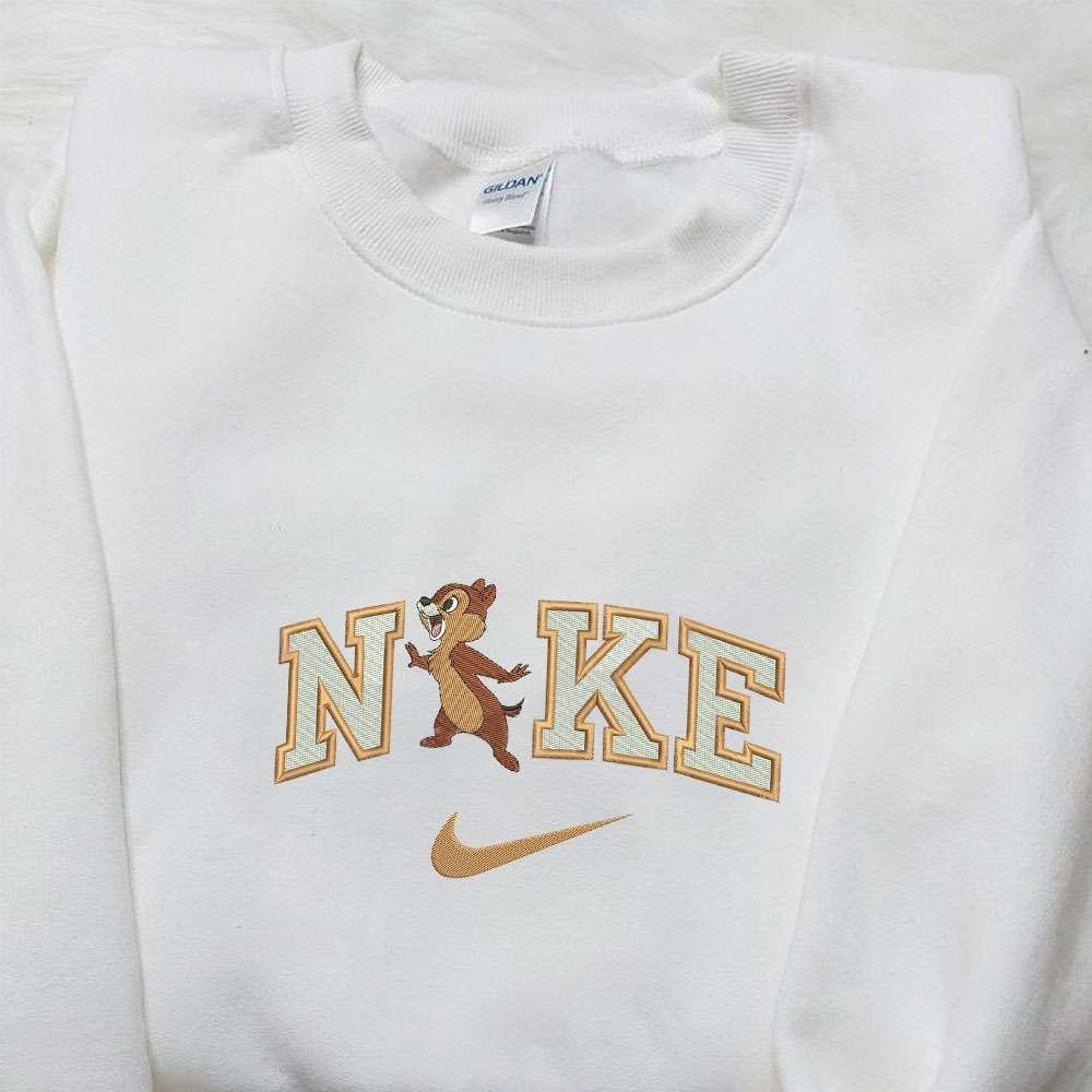 Chip x Nike Embroidered Shirt Disney Chip And Dale Embroidered Hoodie Cartoon Gift Idea