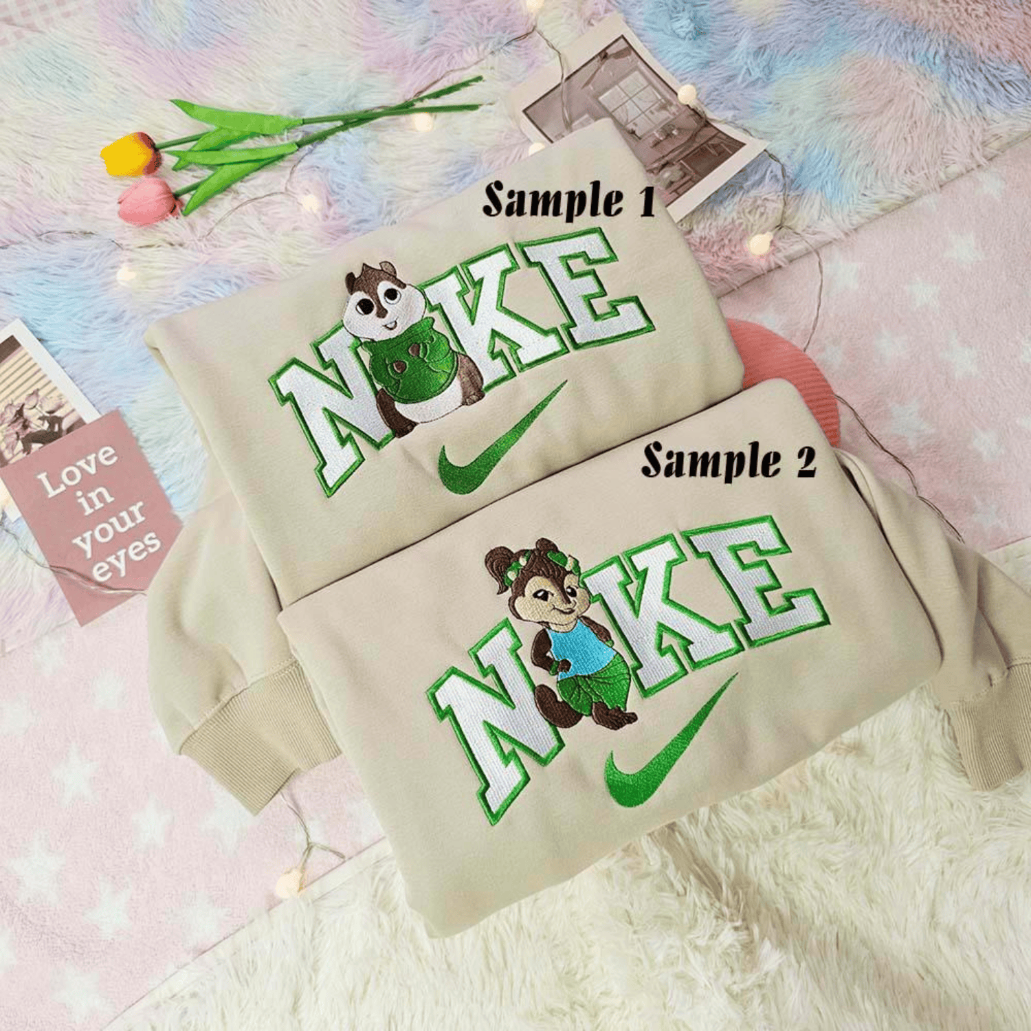 Chipmunks Couples Movie Embroidered Couples Shirts