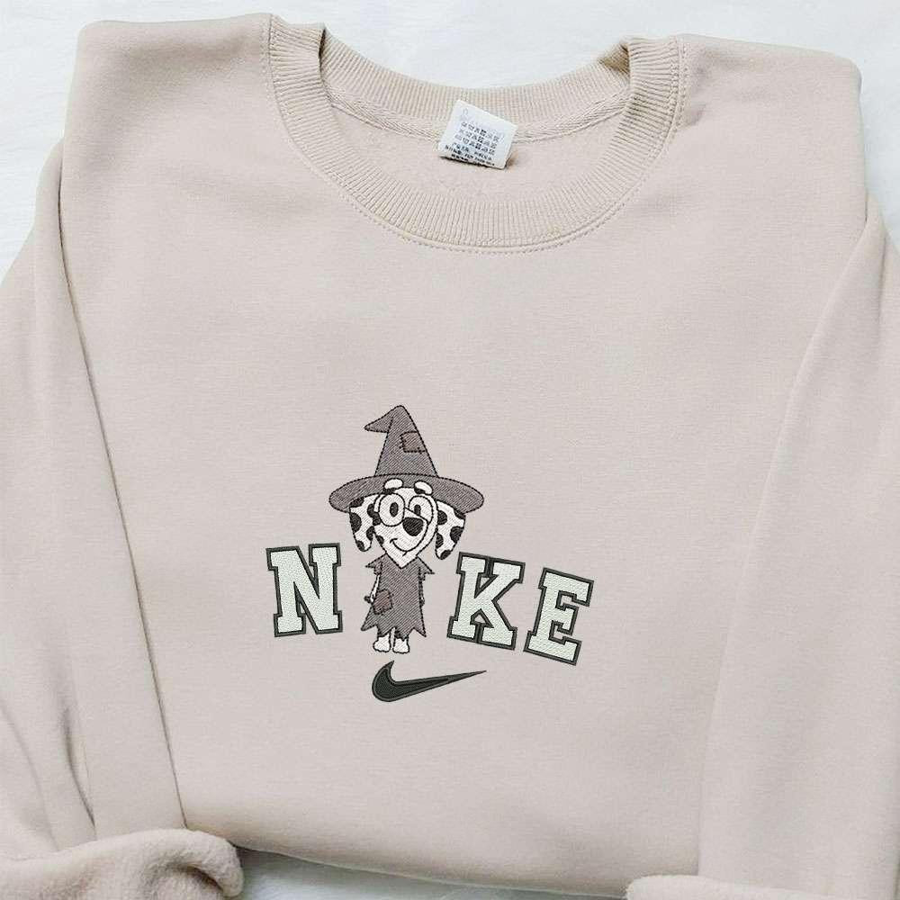 Chloe Witch Bluey x Nike Embroidered Hoodie Adorable Halloween Embroidered Sweatshirt Nike Inspired Embroidered Shirt