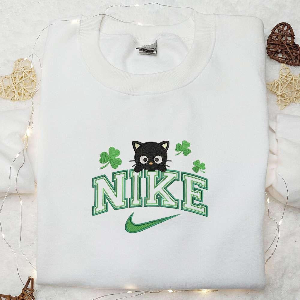 Chococat Shamrocks x Nike Embroidered Shirt Anime Embroidered Hoodie Best Saint Patricks Day Gift Idea