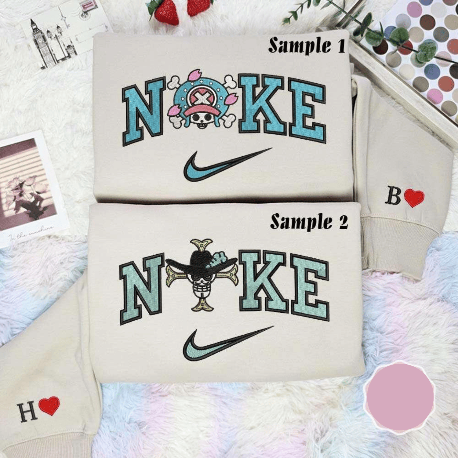 Chopper And Dracule Pirate Logo One Piece Anime Embroidered Couples Shirts, Best Gift for Anime Fans