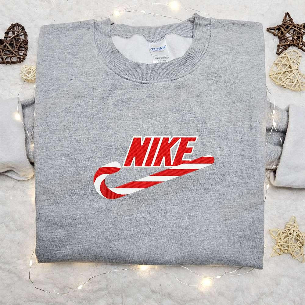 Christmas Candy x Nike Embroidered Sweatshirt Nike Inspired Embroidered Shirt Christmas Gift Ideas