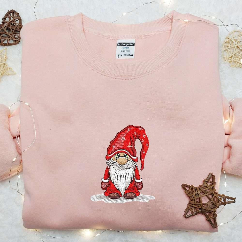 Christmas Cute Gnome Embroidered T shirt Christmas Embroidered Sweatshirt Best Christmas Gift Ideas For Family