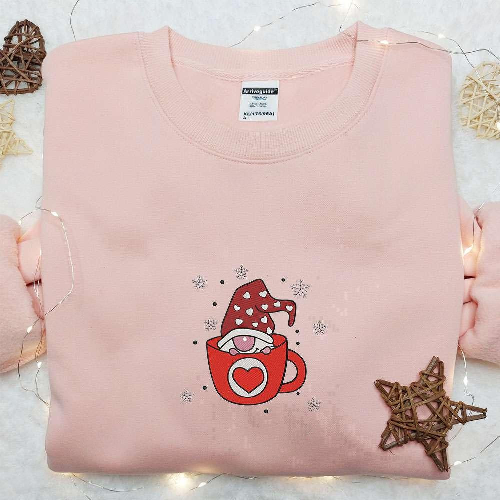 Christmas Elf Gnome Cup Embroidered Hoodie Christmas Embroidered T shirt Best Christmas Gift Ideas