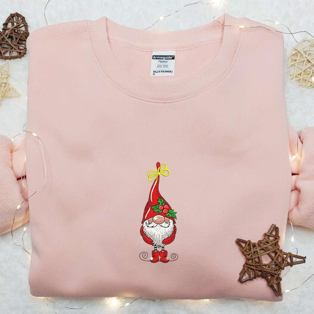 Christmas Gnome Mistletoe Embroidered Hoodie Christmas Embroidered T shirt Best Christmas Gift Ideas For Family