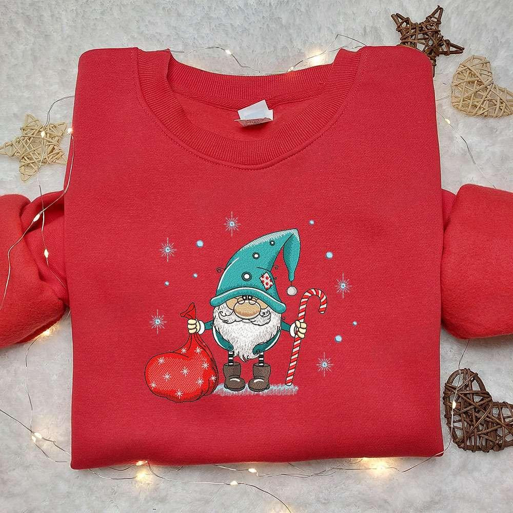 Christmas Gnome Snow Embroidered Hoodie Christmas Embroidered Hoodie Best Christmas Gift Ideas For Family