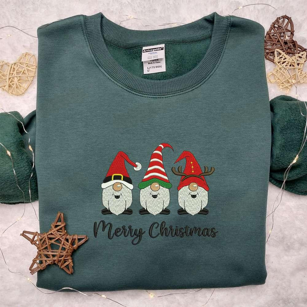 Christmas Gnomes Winter Embroidered Hoodie Christmas Embroidered Shirt Best Christmas Gift Ideas For Family
