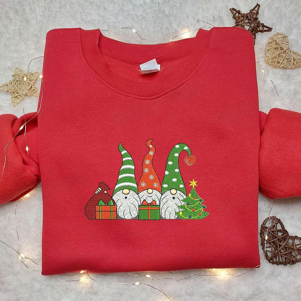 Christmas Gnomes Winter Embroidered Hoodie Christmas Embroidered T shirt Best Christmas Gift Ideas