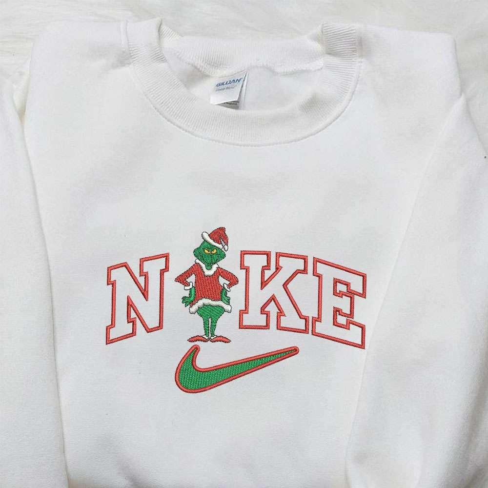 Christmas Grinch x Nike Embroiderd Shirt The Grinch Embroidered Shirt Best Christmas Shirt