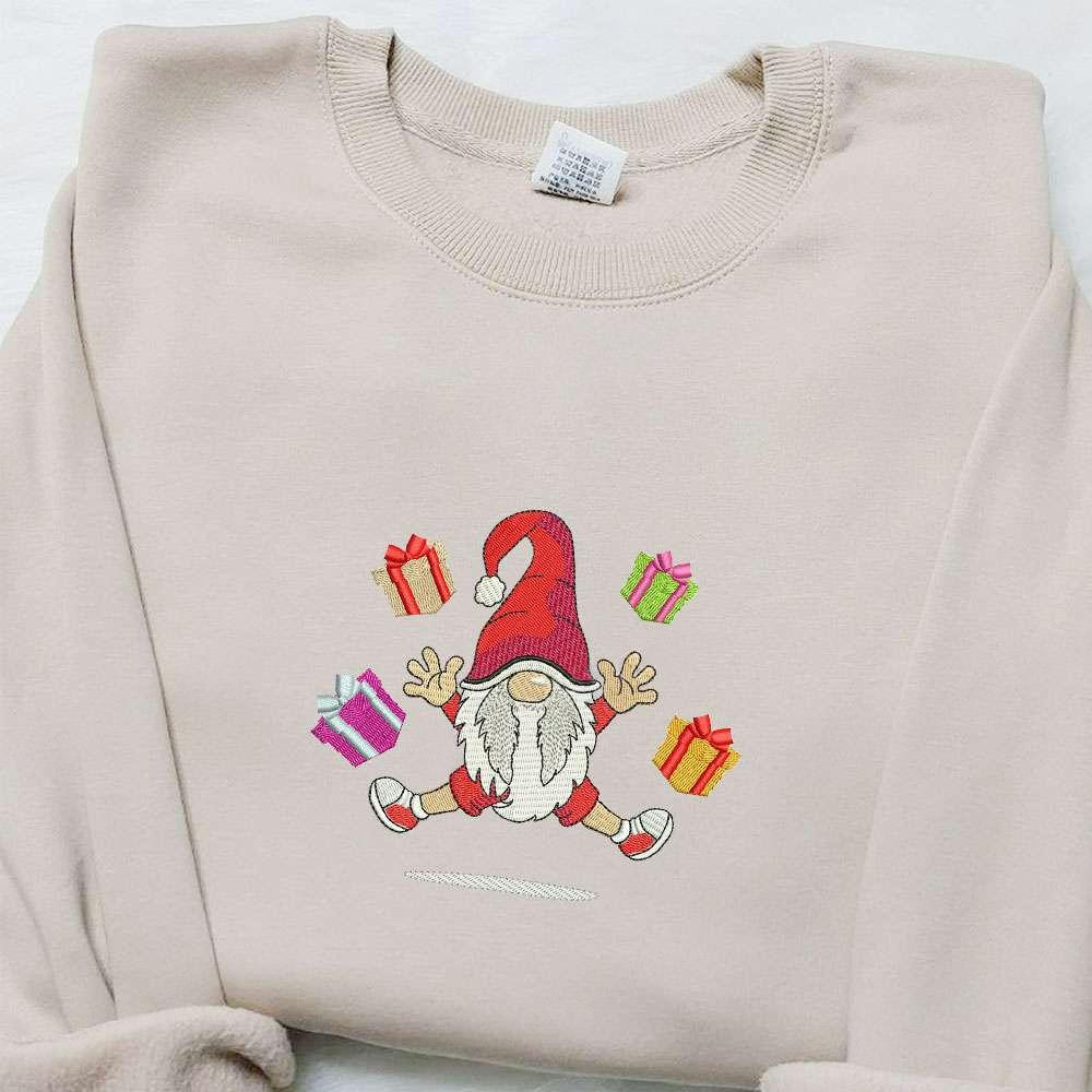 Christmas Happy Gnomes Embroidered Sweatshirt Christmas Embroidered Hoodie Best Christmas Gift Ideas For Family
