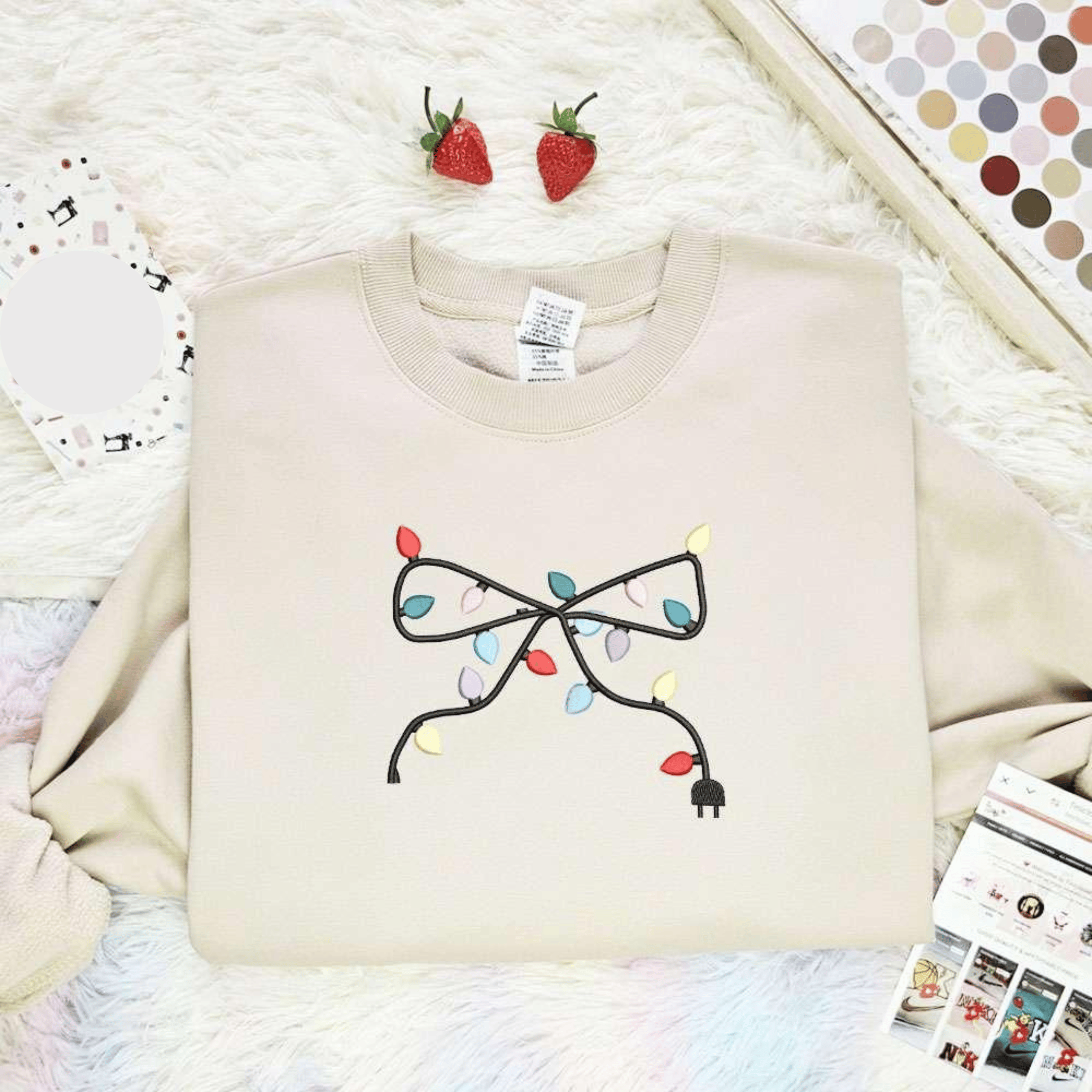 Christmas Lights Bow Embroidered Shirt, Best Christmas Gift Ideas For Family